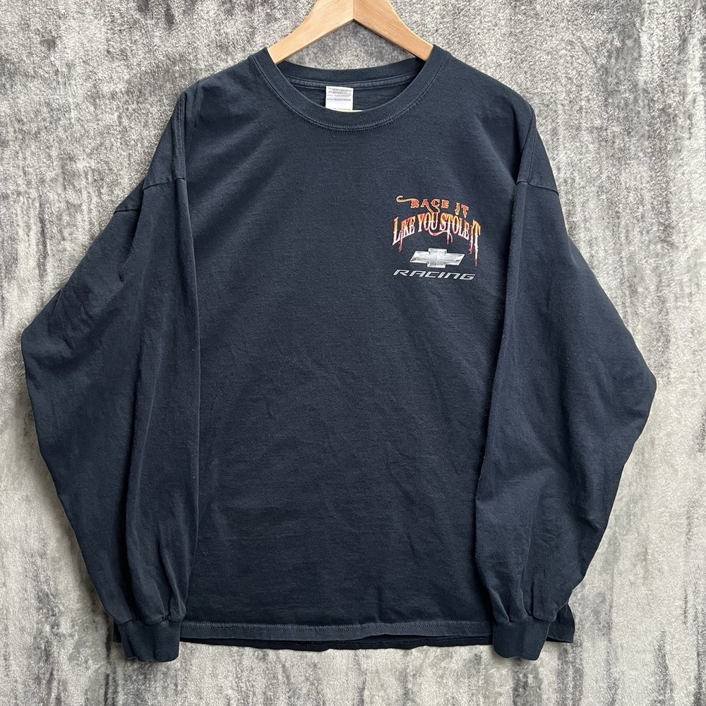 Vintage Y2K Chevrolet Race It Like You Stole It Long Sleeve Shirt 2XL Skull - Picture 2 of 7